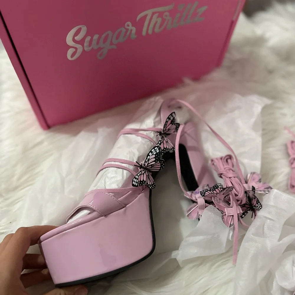 Dolls Kill Sugar Thrillz Pixie Queen Butterfly Platform Heels NWT Size 11